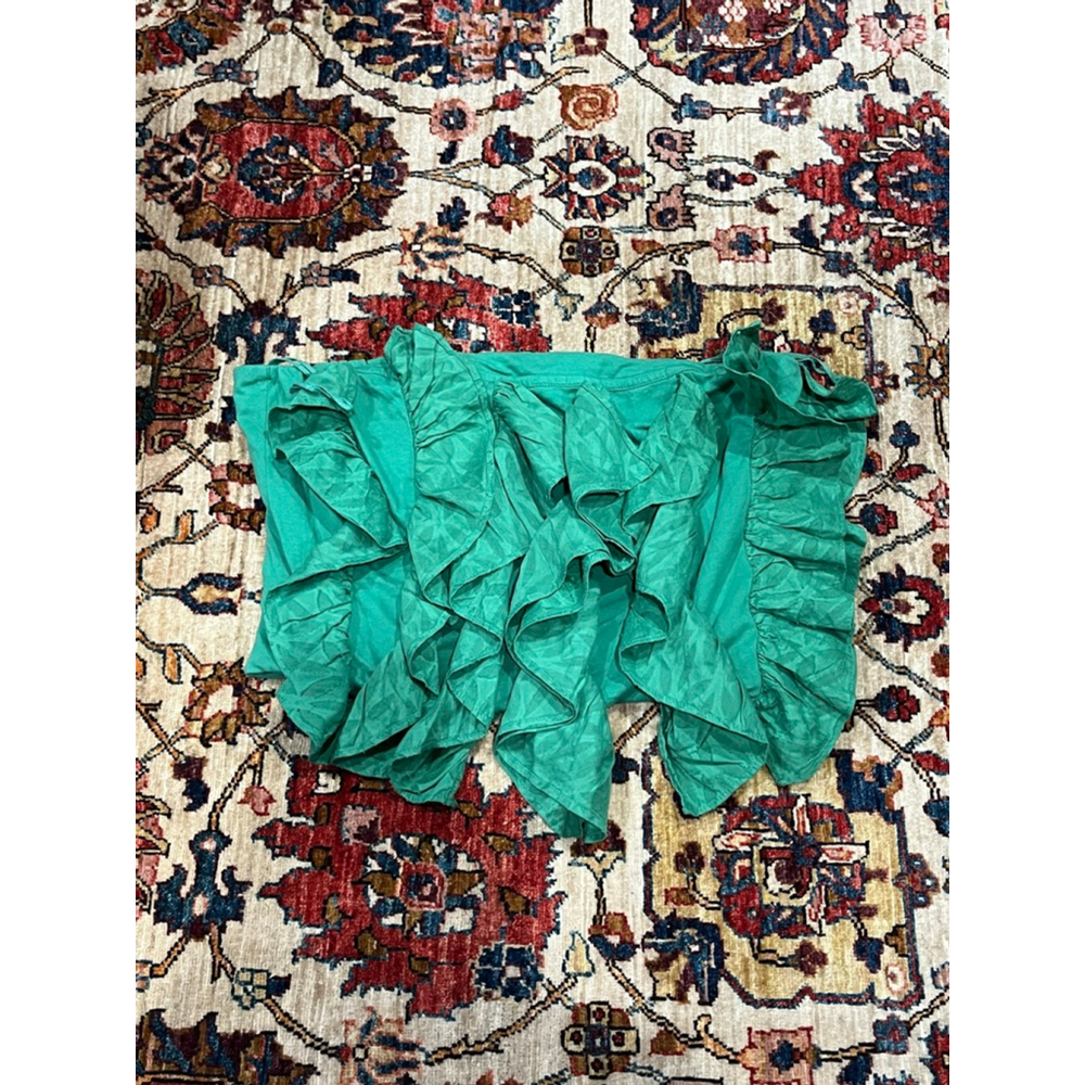 New with Tag Anthropologie Green Boho Ruffle Cropped Tube Top Size XL flaw